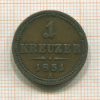 1 крейцер. Австрия 1851г