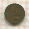 1 пфеннинг. Бавария 1863г