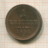 1 крейцер. Австрия 1851г