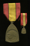 Медаль "В Память Войны 1914-1918 гг." С миниатюрой. Бельгия