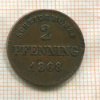 2 пфеннинга. Бавария. (деформация) 1868г