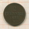 2 пфеннига. Саксония 1855г