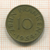 10 франкенов. Саарланд 1954г