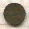 2 пфеннига. Саксония 1848г