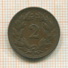 2 раппена. Швейцария 1908г