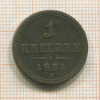 1 крейцер. Австрия 1851г