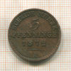 3 пфеннинга. Пруссия 1872г