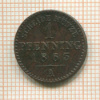 1 пфеннинг. Пруссия 1863г