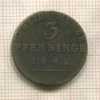 3 крейцера. Пруссия 1842г