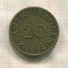 20 франкенов. Саарланд 1954г