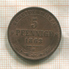 5 пфеннигов. Саксония 1863г