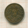 2 раппена. Швейцария 1890г