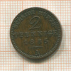 2 пфеннига. Саксония 1865г
