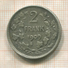 2 франка. Бельгия 1909г
