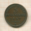 3 пфеннинга. Пруссия 1867г