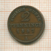 2 пфеннинга. Пруссия 1867г