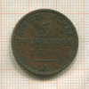 3 пфеннинга. Пруссия 1868г
