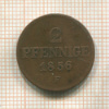 2 пфеннига. Саксония 1856г