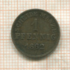 1 пфенниг. Гессен 1862г
