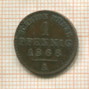 1 пфенниг. Рейсс-Обергрейц 1868г