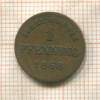 1 пфеннинг. Бавария 1868г