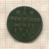 1 пфенниг. Пруссия 1752г