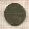 2 пфеннига. Саксония 1869г