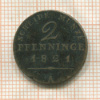 2 пфеннинга. Пруссия 1821г