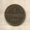 1 пфеннинг. Бавария 1869г