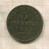 3 пфеннига. Рейсс-Шлейц 1855г