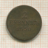 2 пфеннига. Саксония 1850г