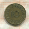 10 франкенов. Саарланд 1954г