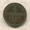4 пфеннинга. Пруссия 1867г