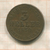 3 геллера. Гессен-Кассель 1850г