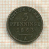 3 пфеннига. Пруссия 1865г