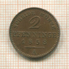 2 пфеннинга. Пруссия 1858г