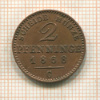 2 пфеннинга. Пруссия 1868г