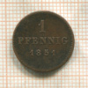 1 пфенниг. Бавария 1851г