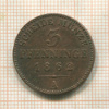 3 пфеннинга. Пруссия 1862г