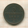 3 пфеннинга. Пруссия 1869г
