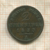 2 пфеннинга. Пруссия 1853г