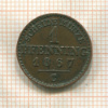 1 пфеннинг. Пруссия 1867г