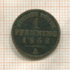 1 пфеннинг. Пруссия 1852г