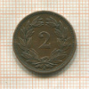 2 раппена. Швейцария 1890г