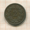 2 раппена. Швейцария 1870г