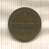 1 пфеннинг. Бавария 1871г