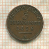 3 пфеннинга. Липпе-Детмольд 1858г