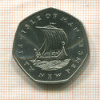 50 пенсов. Остров Мэн 1975г