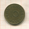 10 франкенов. Саарланд 1954г