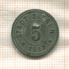 Нотгельд. 5 пфеннигов. Германия. Зиген 1917г